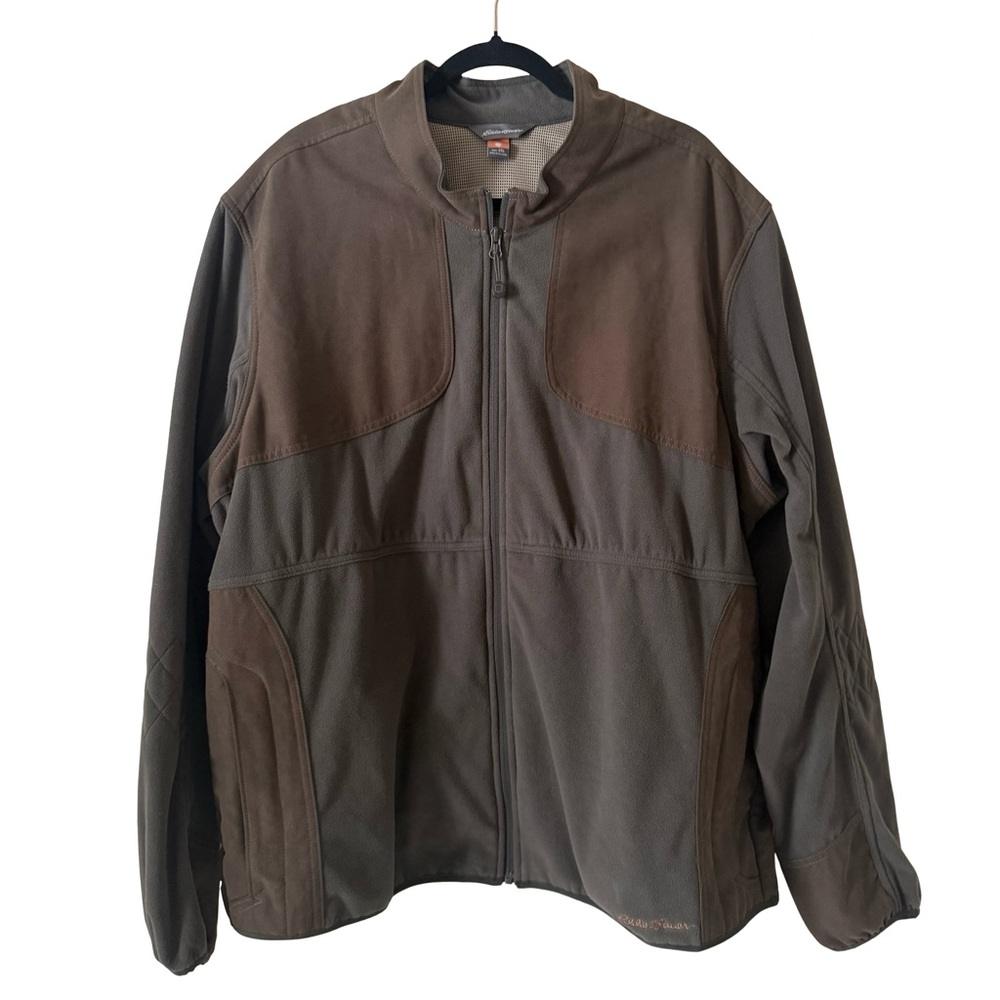 Eddie Bauer Sport Shop Fleece Jacket Mens Taupe Brown Full Zip Hunting SZ 2XL